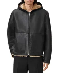 オールセインツ メンズ アウター ジャケット・ブルゾン ALLSAINTS Mostyn Shearling Reversible Bomber Jacket BlackBrown ブラックのサムネイル