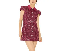 ライクリー レディース トップス ワンピース ミニ ツイード スパンコール LIKELY Estella Sequined Tweed Mini Dress Merlot