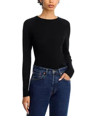 マジェスティック レディース アウター ニット・セーター リブニット Majestic Filatures Rib Knit Long Sleeve Striped Sweater Noir ストライのサムネイル