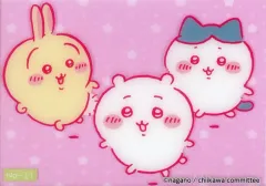 【中古】キャラカード ちいかわ＆ハチワレ＆うさぎ(背景ピンク) 「ちいかわ なんか小さくてかわいいやつ クリアカードコレクション」