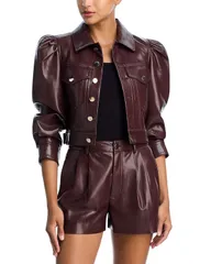 アリスアンドオリビア レディース アウター ジャケット・ブルゾン レザー フェイクレザー Alice and Olivia Lana Faux Leather Puff Sleeve Jacket Dのサムネイル