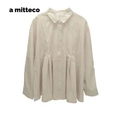 デシン　花柄プリント　幅広タック　シャツ　ブラウス　【ピンクベージュ】　レディース　M~Lサイズ