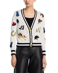 アリスアンドオリビア レディース アウター カーディガン Alice and Olivia Bradley Equestrian Cardigan Soft White Multi ホワイトのサムネイル