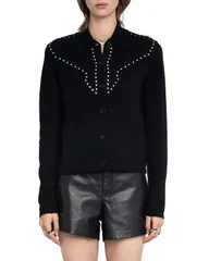 ザディグ エ ヴォルテール レディース アウター カーディガン セーター Zadig Voltaire Adany Cardigan Sweater Black ブラックのサムネイル