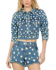 アリスアンドオリビア レディース アウター ジャケット・ブルゾン 刺繍 クロップド Alice and Olivia Jeff Embroidered Cropped Jacket Medium Waのサムネイル