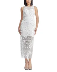 ドレスザポプレーション レディース トップス ワンピース フラワー柄 フラワー Dress the Population Helena 3D Floral Dress White ホワイト