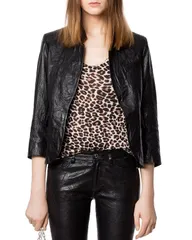 ザディグ エ ヴォルテール レディース アウター ジャケット・ブルゾン レザー Zadig Voltaire Verys Crinkled Leather Jacket Black ブラックのサムネイル