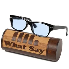 【新品】 [What Say] CLASSIC スクエア フレーム サングラス カラーレンズ クリアレンズ 伊達メガネ UV400 メンズ レディース ケース (ライトブルー/クロ) 0