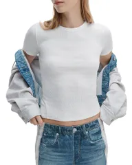 ラグアンドボーン レディース トップス Tシャツ クルーネック rag bone Thessential Rib Crewneck Tee White ホワイトのサムネイル