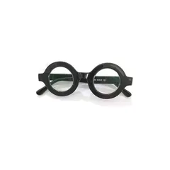 【新品】 [meSmart] アセテート 極太フレーム ラウンド ファッショングラス 丸メガネ クラシック お洒落メガネ (ブラック)