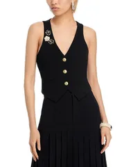 サンク セプト レディース アウター ベスト クレープ Cinq Sept Bane Crepe Vest Black ブラック