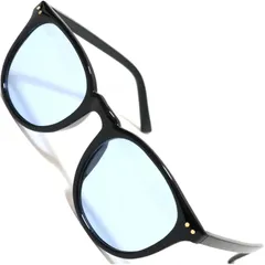 【新品】 [ベルクート] ブラック×ライトブルー 伊達メガネ 伊達眼鏡 だてめがね だて 度なし ファッション お洒落 メガネ めがね 眼鏡 メンズ レディース 丸 丸型 クリア レンズ カラー 透明 色付き 小さい 大きい 軽い uvカット 紫外線カット か