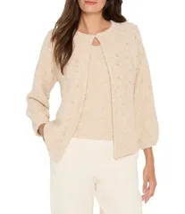 ニックアンドゾー レディース アウター ニット・セーター カーディガン NIC ZOE Cozy Lurex Nep Round Neck 34 Sleeve Rhinestone Cardigan