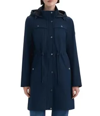 ハンター レディース アウター コート ウエストマーク Hunter Kate Novelty Softshell Hooded Cinched Waist Longline Snap Front Rのサムネイル