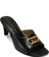 ダナキャラン レディース シューズ サンダル レザー ヒール Donna Karan Byrony Leather Kitten Heel Dress Slide Sandals Black ブラックのサムネイル