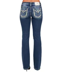 ミスミー レディース ボトムス デニムパンツ ブーツカット ブーツ ジーンズ Miss Me Mid Rise Bootcut Embellished Pocket Jeans Medium Blue ブルー