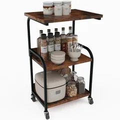 収納 スライド棚 移動が容易 スリム キャスター付き 収納カート レンジラック 三段 キッチンワゴン 復古色 life Embrace