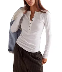 フリーピープル レディース トップス シャツ Free People Jamie Henley Ivory アイボリー