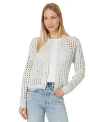 ヴィンスカムート レディース アウター ニット・セーター カーディガン Vince Camuto Pointelle Long Sleeve Cardigan Silver Heather ヘザー