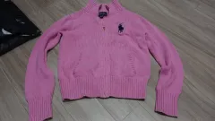 ポロ ラルフローレン ピンク ニット ジップアップ M (8-10) 汚れ傷 訳あり