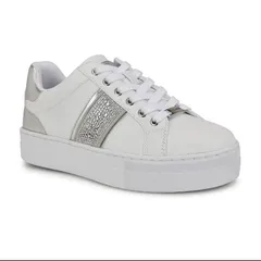 ナインウェスト レディース シューズ スニーカー プラットフォーム Nine West Gator Womens Platform Sneakers White Silver ホワイトのサムネイル