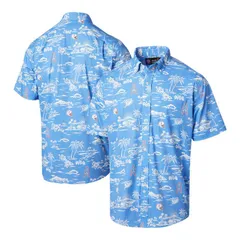 レインスプーナー レディース トップス Tシャツ プリント Mens Reyn Spooner Light Blue Houston Oilers ThrowbackekaiPrint ButtonUのサムネイル