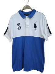 POLO RALPH LAUREN ビックポニー ホワイト/ブルー 半袖 ポロシャツ