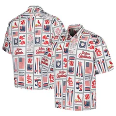 レインスプーナー レディース トップス Tシャツ Mens Reyn Spooner White St Louis Cardinals Americana ButtonUp Shirt Crd Whiのサムネイル