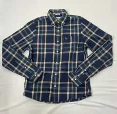 アバクロンビー ネイビー チェック シャツ L