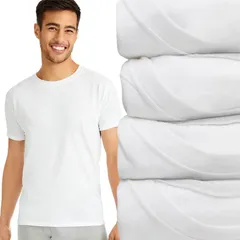 ヘインズ レディース トップス シャツ スリムフィット クルーネック Mens Hanes Ultimate 4Pack Slim Fit Crewneck TShirt Undershirts Whのサムネイル