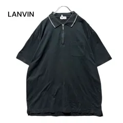 ●棚番号Y-4 LANVIN ランバン　ロゴ刺繍 半袖 ハーフジップ ポロシャツ ブラック　黒　サイズL 綿100のサムネイル