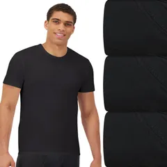 ヘインズ レディース トップス シャツ クルーネック Mens Hanes Ultimate 3Pack Comfort Fit Stretch Crewneck Undershirts Blackのサムネイル