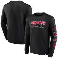 アンブランデッド レディース トップス Tシャツ Unbranded Mens Fanatics Branded Black Toronto Raptors Baseline Long Sleeve TShirt Rpt Black ブラック