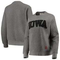プレスボックス レディース トップス Tシャツ キルティング スウェット Womens Pressbox Heather Charcoal Iowa Hawkeyes Moose Quilted Pullover Sweatshirt Iwa Grey グレー