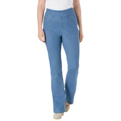 ウーマン ウィズイン レディース ボトムス デニムパンツ ブーツカット プラスサイズ ブーツ ジーンズ Woman Within Plusize Flex PullOn Bootcut GapFree Stretch Denim Jeans Light Sto