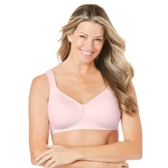 コンフォート チョイス レディース アンダーウェア ブラジャー プラスサイズ Tシャツ コットン Comfort Choice Womens Plusize Cotton Wireless Lightly Padded Tshirt Bra Shell Pin