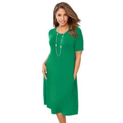 ジェシカロンドン レディース トップス ワンピース A ライン プラスサイズ ニット Jessica London Womens Plusize Stretch Knit ALine Dress Kelly Green グリーン