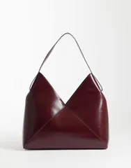 エイソス レディース バッグ ASOS DESIGN tote bag with panel detail bag Burgundy バーガンディのサムネイル