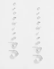 アクセサライズ レディース アクセサリー ピアス・イヤリング Accessorize 10pack bow and hoop stud earringsILVER シルバーのサムネイル