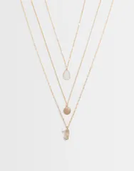 アクセサライズ レディース アクセサリー ネックレス・チョーカー・ペンダントトップ レース Accessorize 3 row delicate shell necklace tone GOLD ゴーのサムネイル