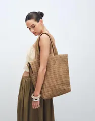 エイソス レディース バッグ ASOS DESIGN straw crochetote inatural NATURAL