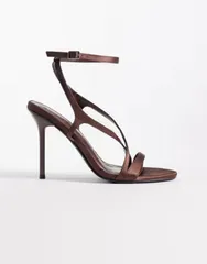 パブリックデザイア レディース シューズ サンダル シアー サテン ヒール Public Desire Sheer heeled sandalsatin Brown satin ブラウン