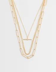 アクセサライズ レディース アクセサリー ネックレス・チョーカー・ペンダントトップ レース Accessorize 3 row delicate tbar necklace tone GOLD ゴールド