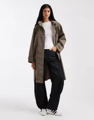 エイソス レディース アウター ジャケット・ブルゾン コート ASOS DESIGN showeresistant chuck on coat in mushroomのサムネイル