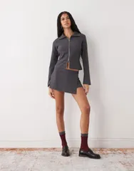 ウィークデイ レディース トップス シャツ Weekday 2way zip shirt in heather Gray Melange グレー