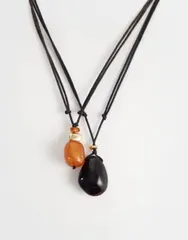 マンゴ レディース アクセサリー ネックレス・チョーカー・ペンダントトップ レース Mango stacked pendent necklace BROWN ブラウンのサムネイル