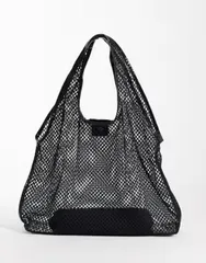 エイソス レディース バッグ メッシュ ASOS DESIGN mesh tote bag Black ブラックのサムネイル