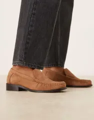 エイソス レディース シューズ スリッポン・ローファー スエード ASOS DESIGN Marcel premium suede clean loafers in tan Suede タンのサムネイル