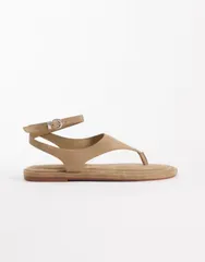 エイソス レディース シューズ サンダル アンクル ASOS DESIGN Finsbury toe post sandals with ankle strap in taupe トープのサムネイル