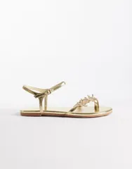 パブリックデザイア レディース シューズ サンダル Public Desirelina strappy flat sandals with sea shells GOLD ゴールド